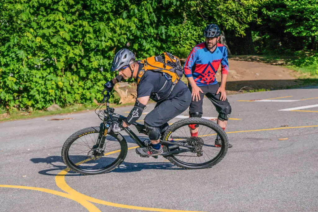 A man riding a mountain bike in Squamish.